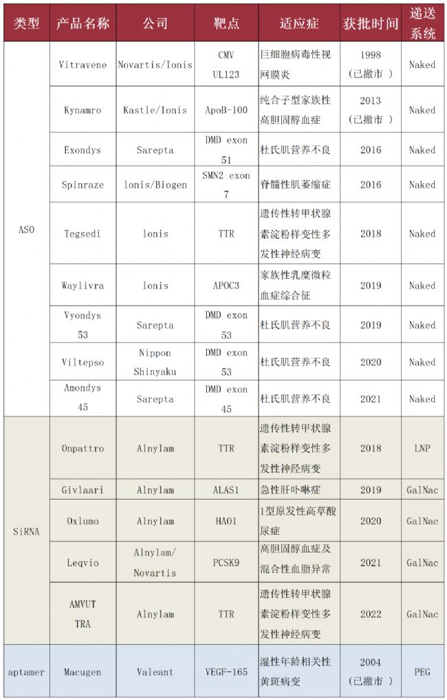 小核酸藥物研究進展及案例